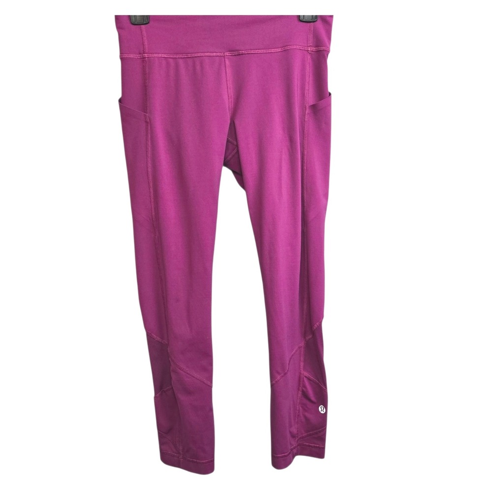 Lululemon Womens Size 4 Purple Crop Leggings‎ Yoga Running Workout Pants 23"